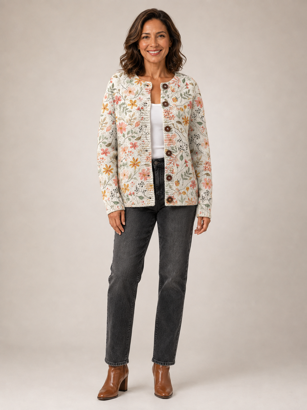Greta | Cardigan fleuri vintage en maille