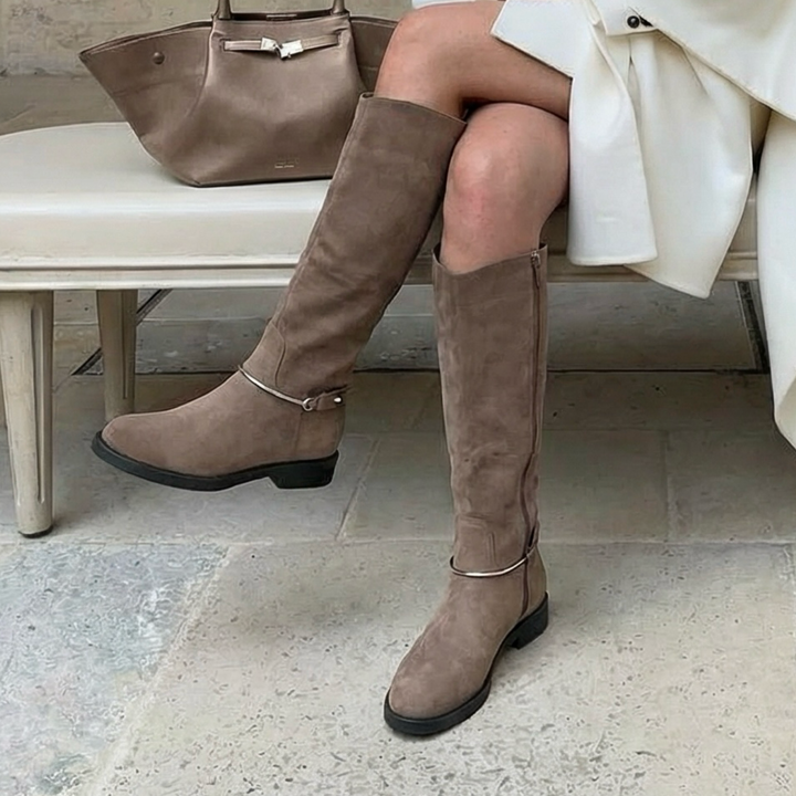 Apolline | Bottes taupe à anneau de cheville