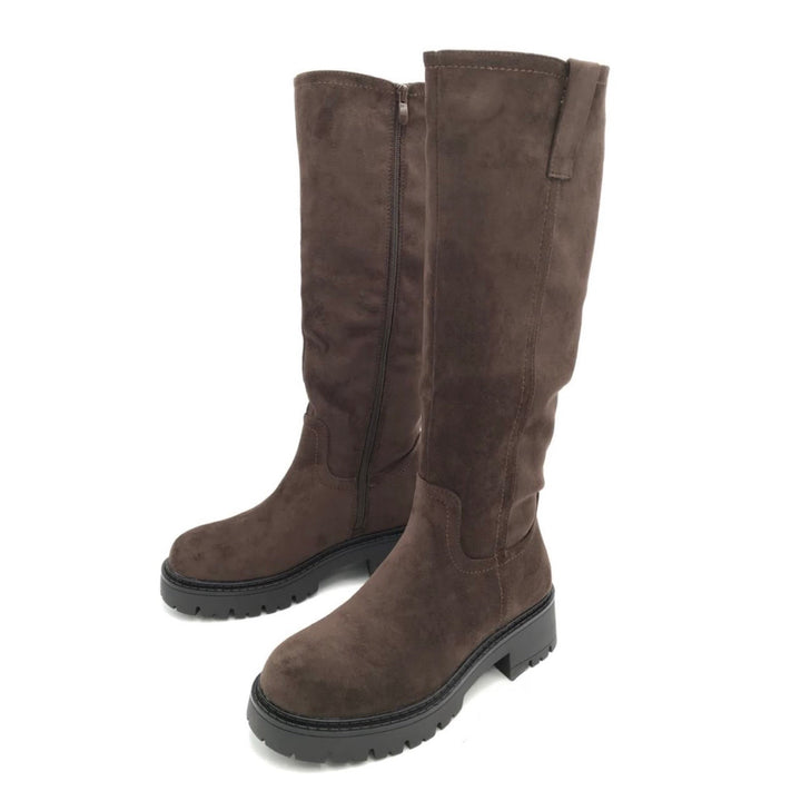 Sidonie | Bottes hautes marron en suédine