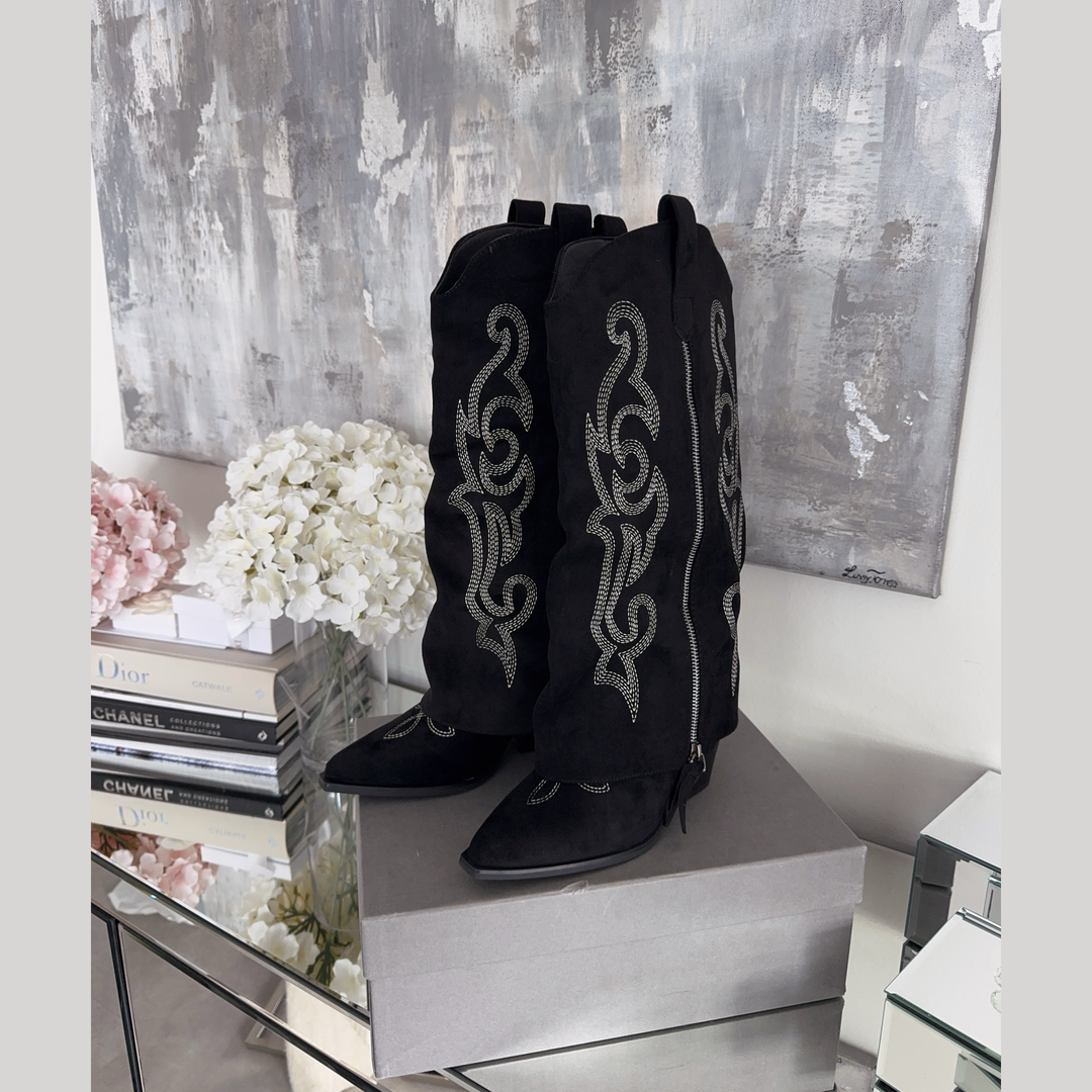 Honorine | Bottes western brodées noires