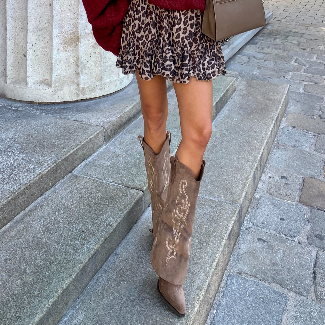 Ghislaine | Bottes western brodées marron