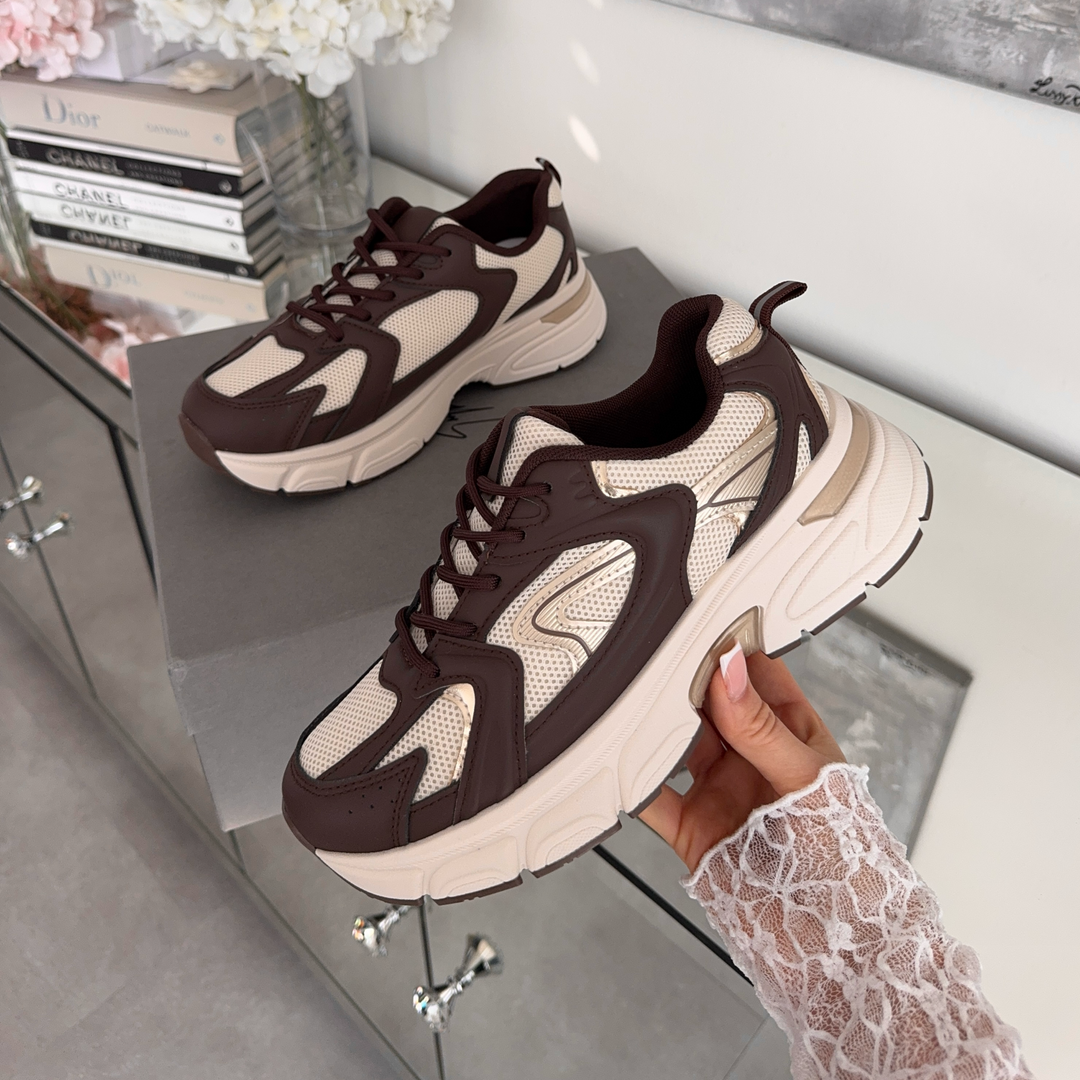 Jocelyne | Baskets massives beige et marron