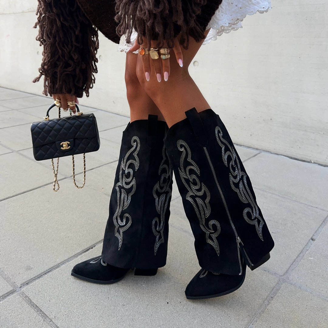 Honorine | Bottes western brodées noires