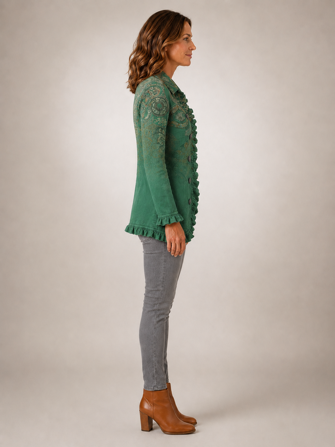 Jemara | Veste volantée bohème à imprimé cachemire