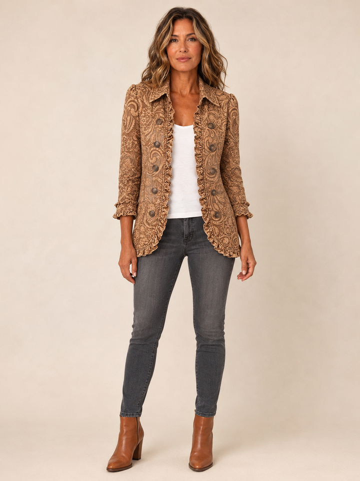 Vyclara | Veste volantée bohème à imprimé floral