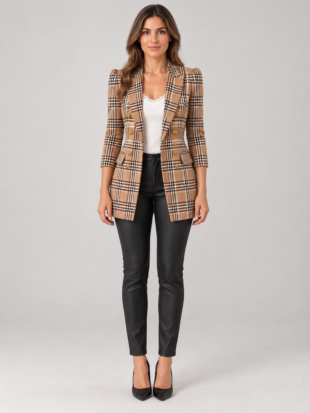 Ysée | Blazer croisé à carreaux