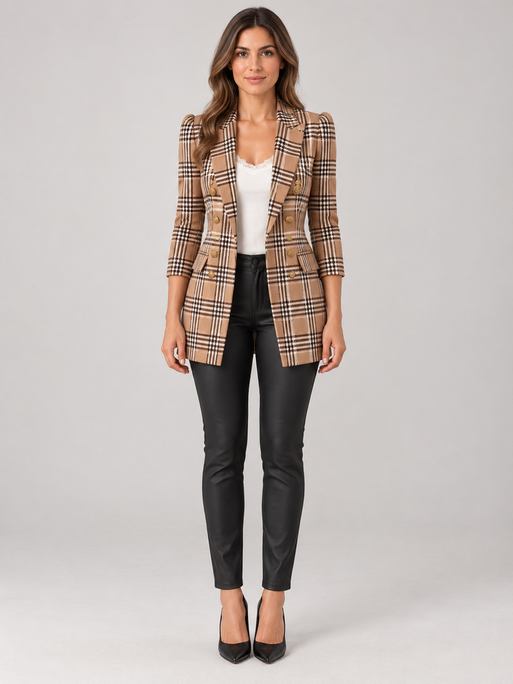 Ysée | Blazer croisé à carreaux