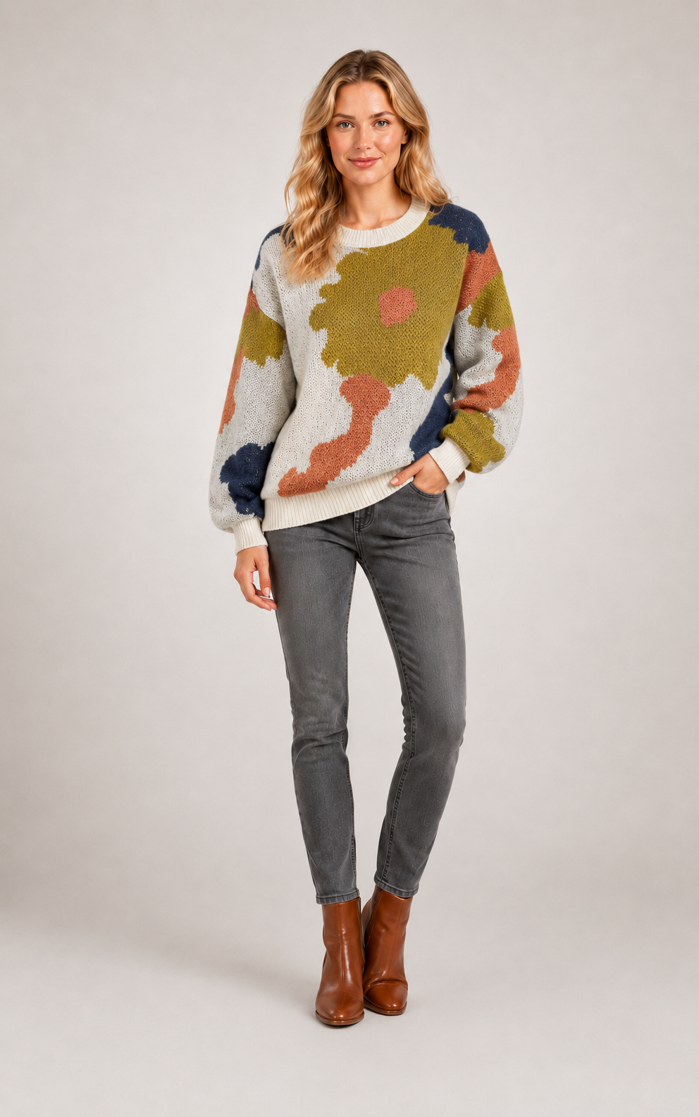 Sydney | Pull fleuri en maille