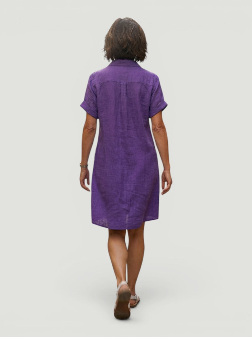 Lorène — Robe courte chemise à poches