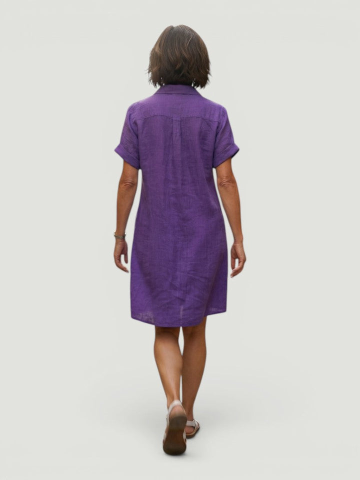 Lorène — Robe courte chemise à poches