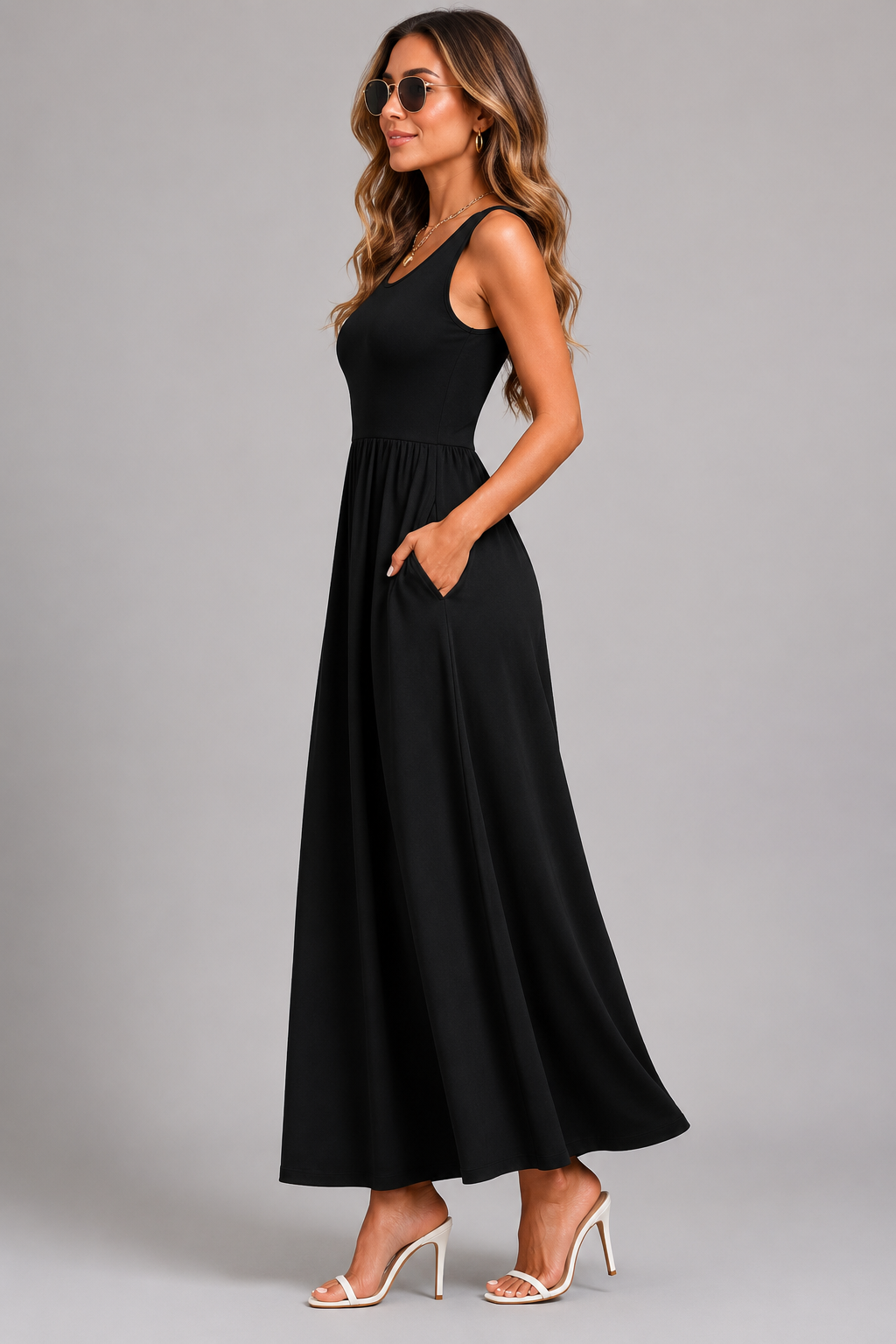 Ambre — Robe midi bohème à col licou
