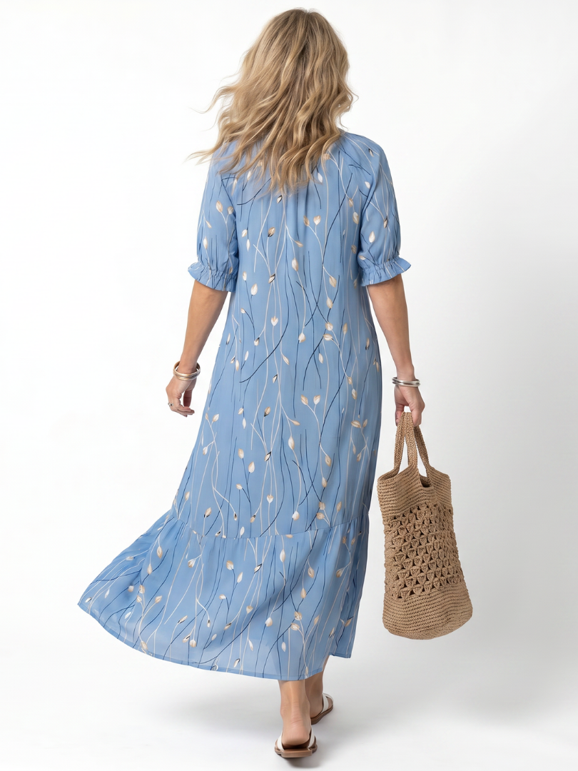 Maïté — Robe longue à lien et pompons