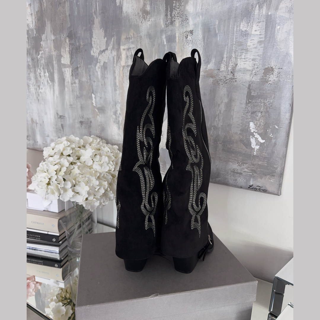 Honorine | Bottes western brodées noires