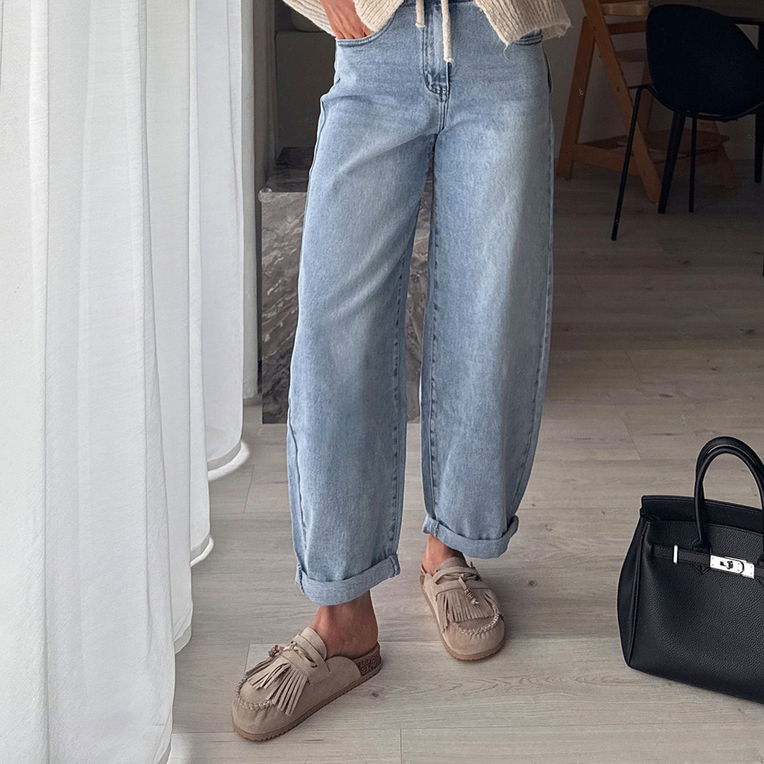 Renée | Mules fourrées beiges à franges
