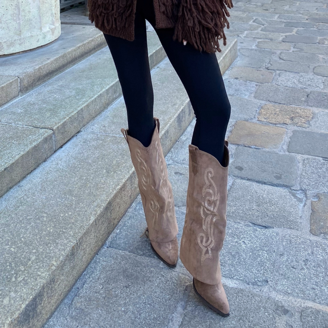 Ghislaine | Bottes western brodées marron