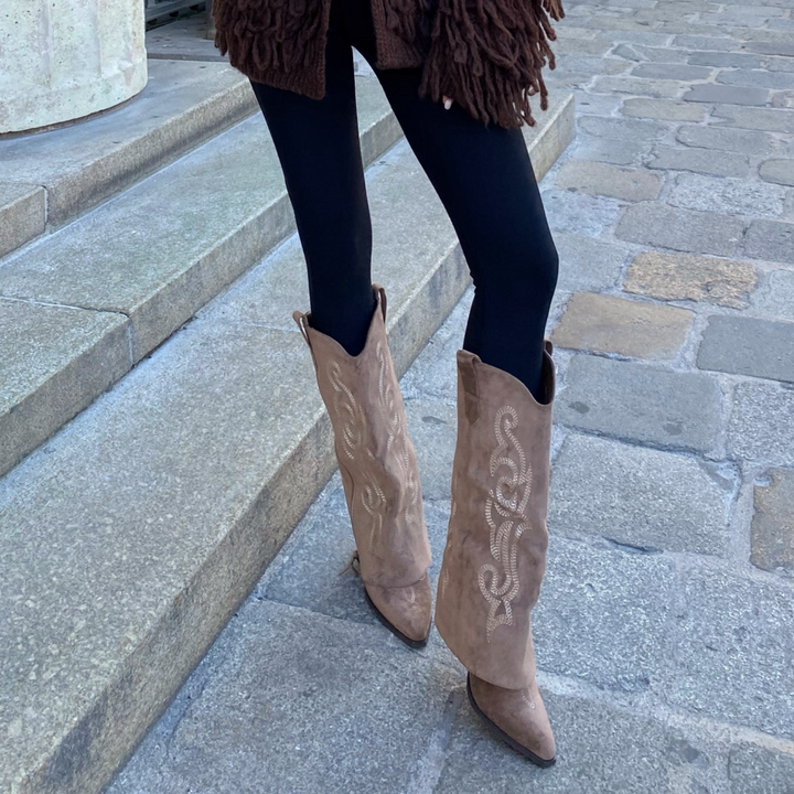 Ghislaine | Bottes western brodées marron