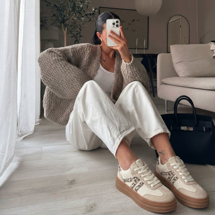 Camélia | Baskets beiges tachetées