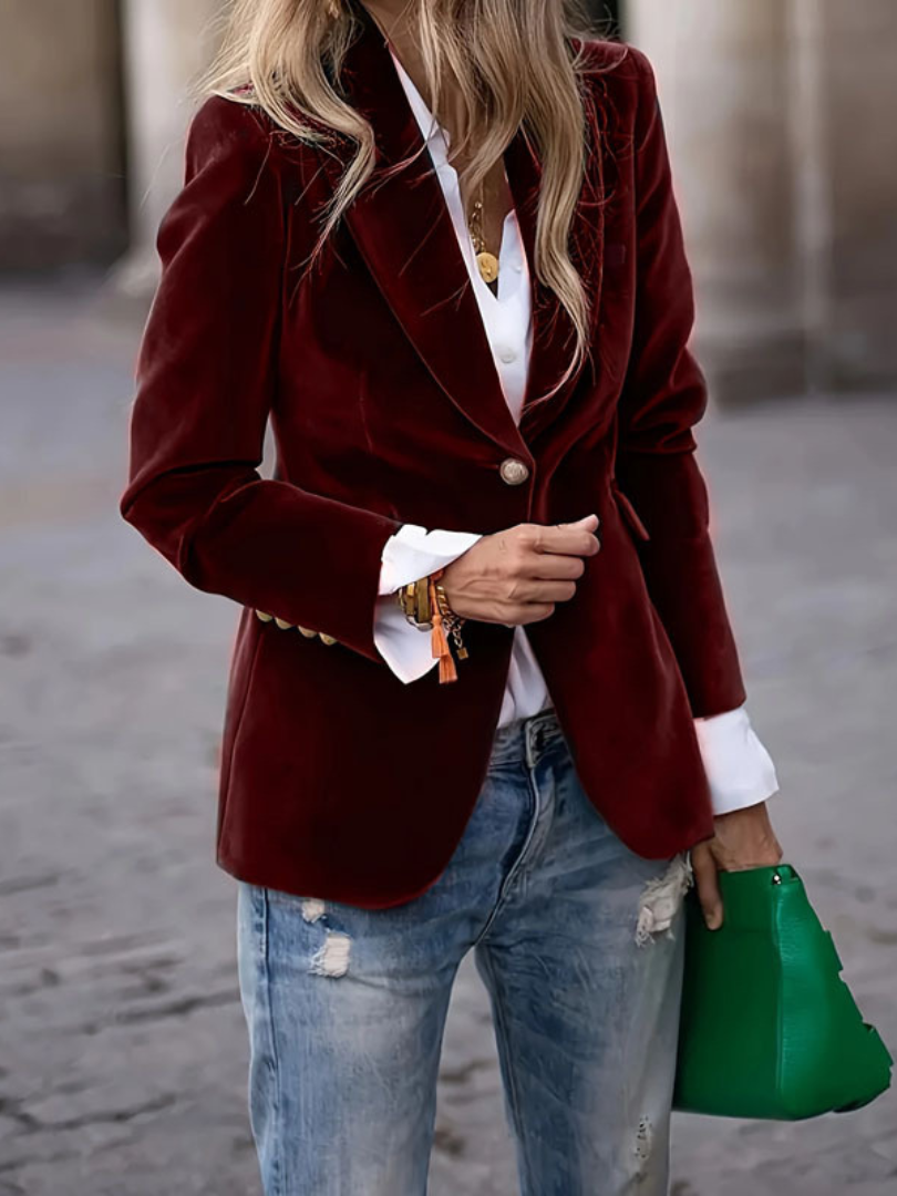 Octavie | Blazer en velours cintré à un bouton
