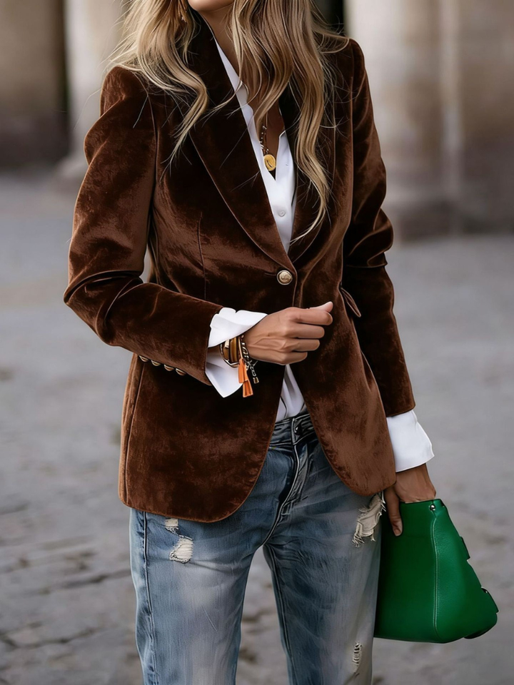 Octavie | Blazer en velours cintré à un bouton