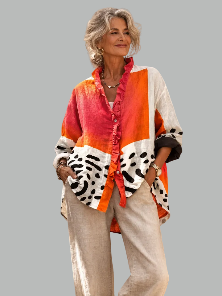 Cléophée | Blouse colorblock à volant