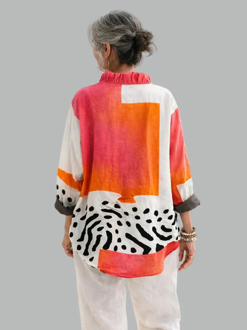 Cléophée | Blouse colorblock à volant