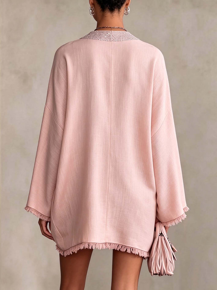 Sibylle — Robe courte à franges et strass