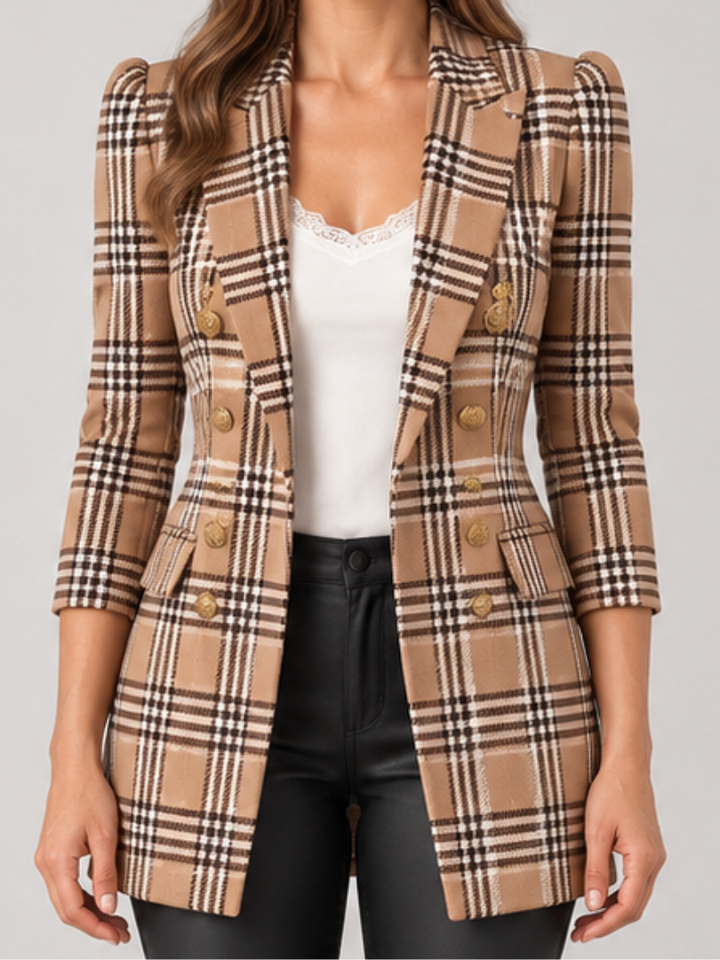 Ysée | Blazer croisé à carreaux