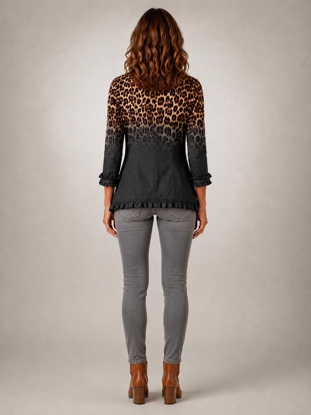 Sabina | Blazer volanté léopard dégradé noir