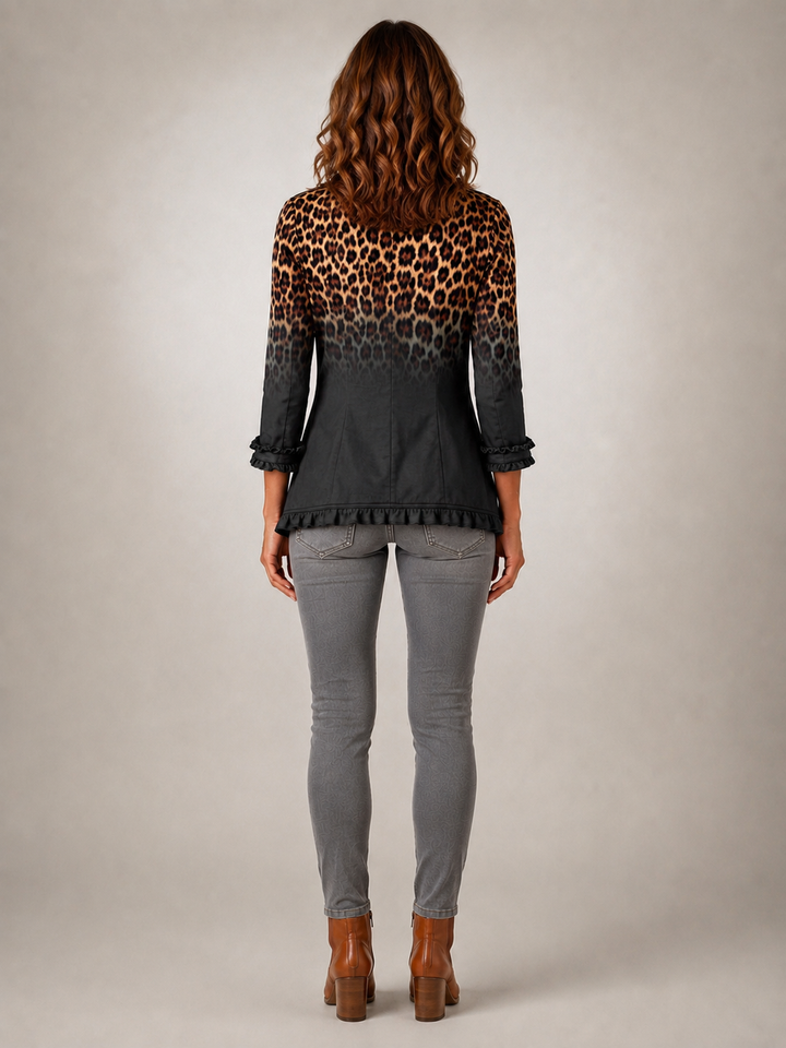 Sabina | Blazer volanté léopard dégradé noir