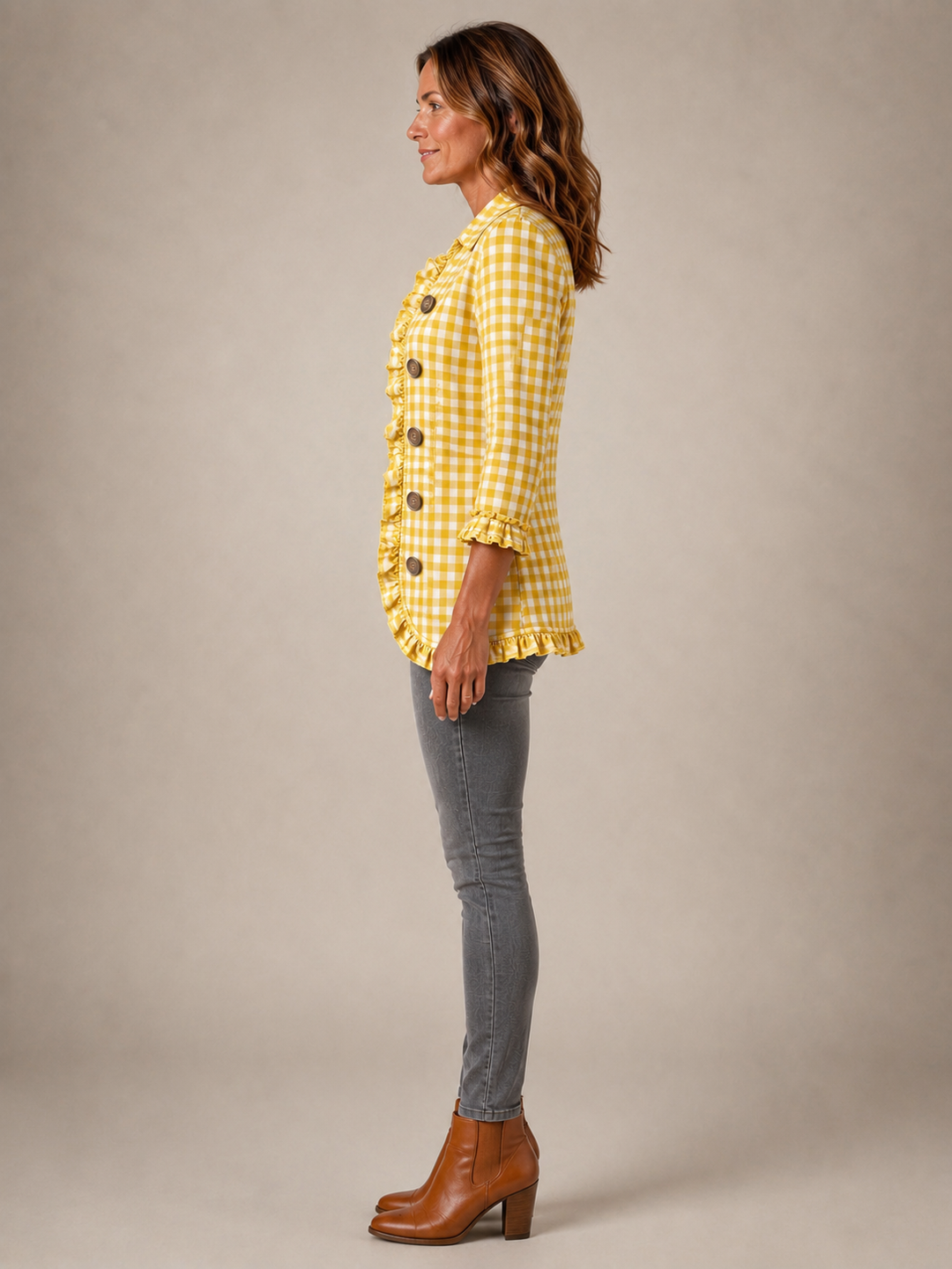 Charlene | Veste chemise volantée à carreaux