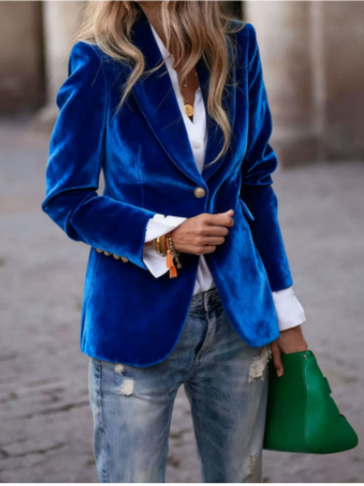 Octavie | Blazer en velours cintré à un bouton