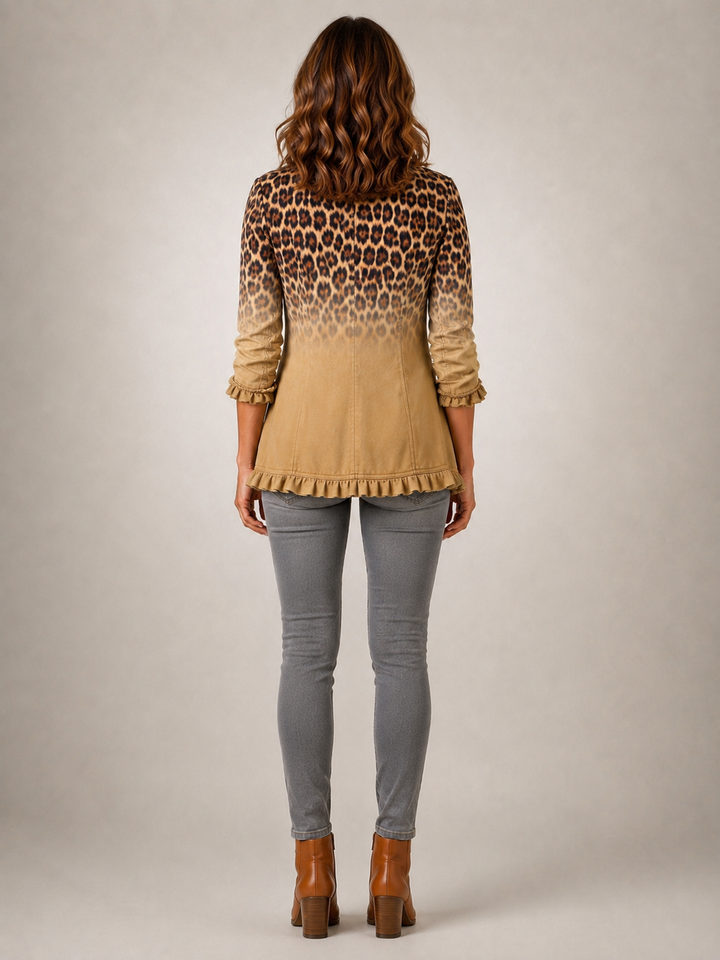 Marlowe | Blazer volanté léopard dégradé ocre