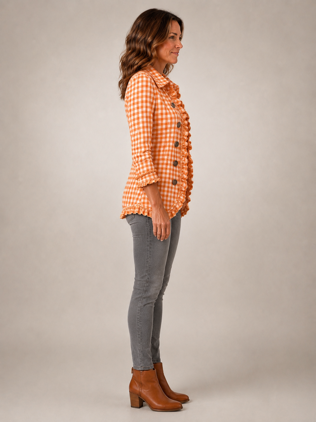 Charlene | Veste chemise volantée à carreaux