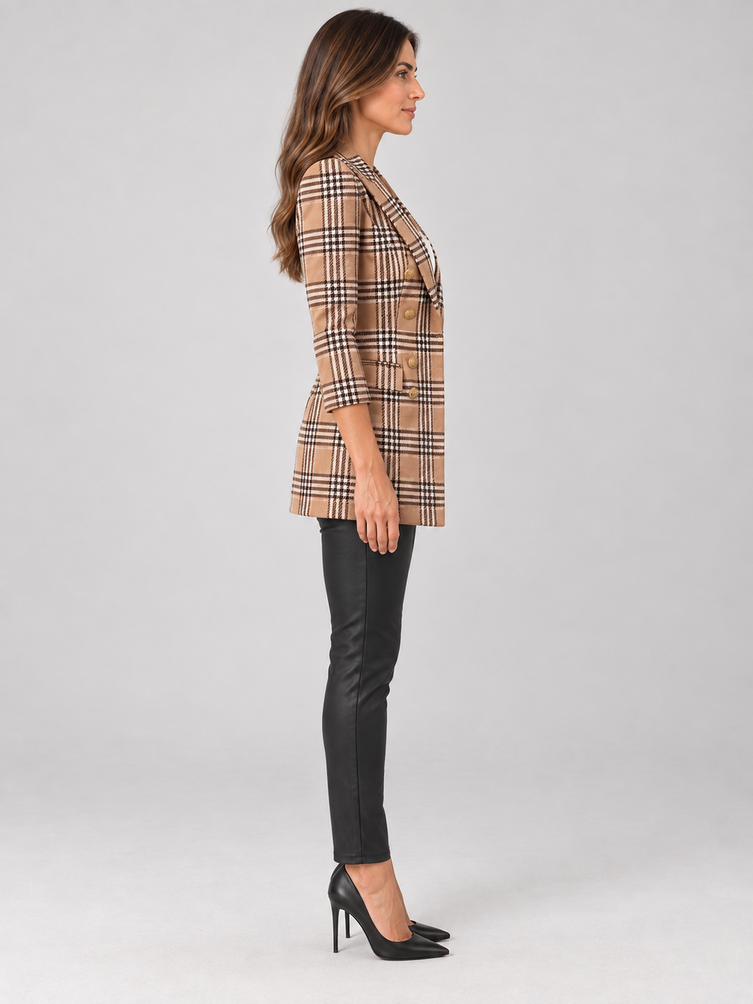 Ysée | Blazer croisé à carreaux