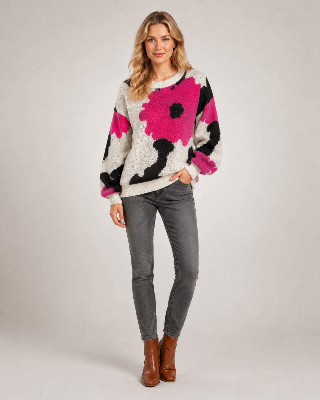 Sydney | Pull fleuri en maille