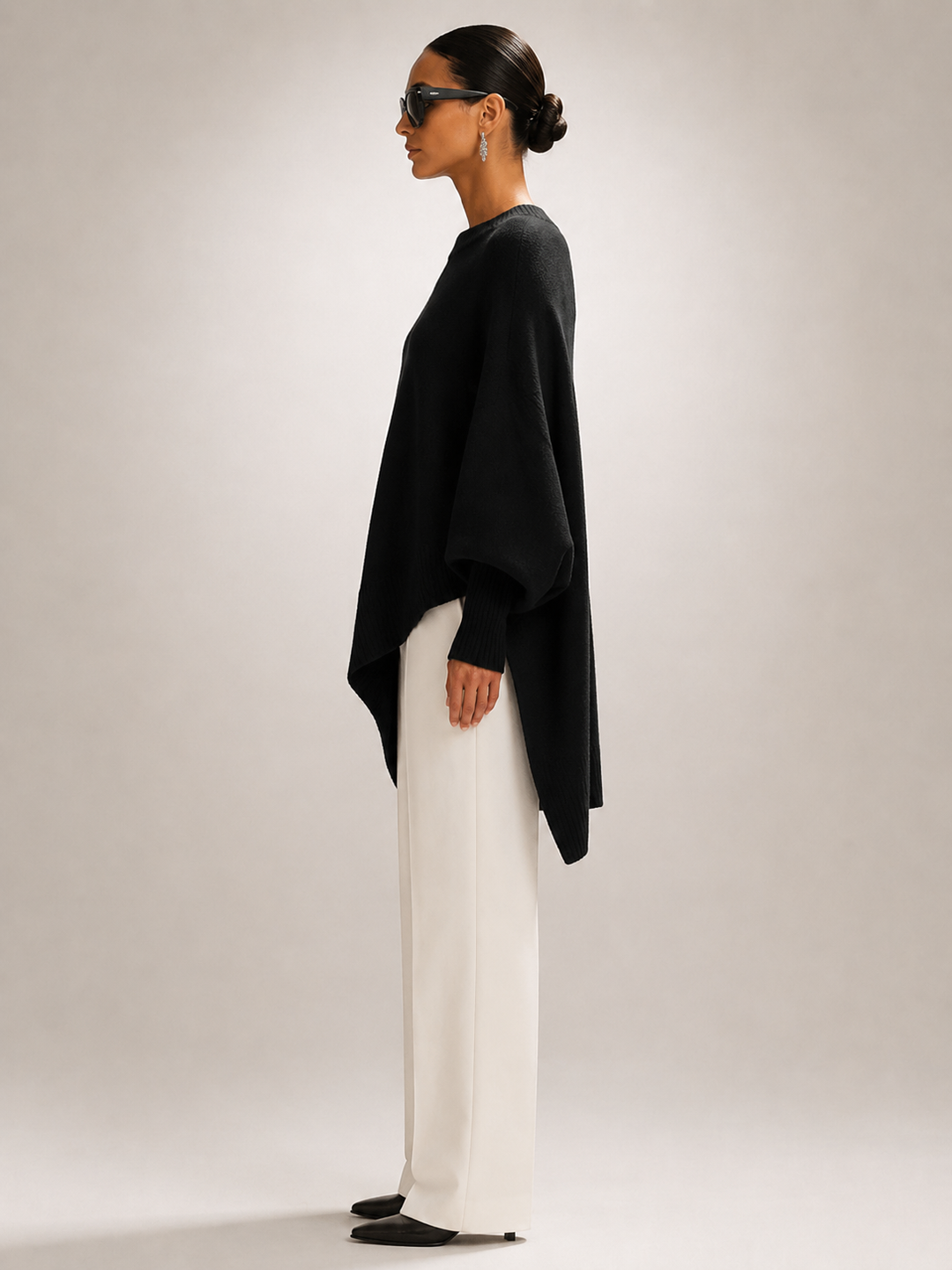 Élodie | Pull oversize drapé à ourlet asymétrique