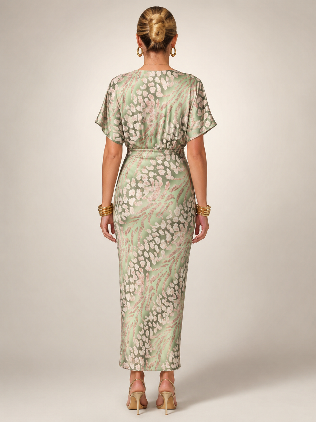 Calypso — Robe longue satinée à taille torsadée