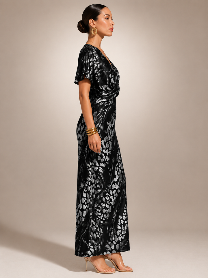 Calypso — Robe longue satinée à taille torsadée