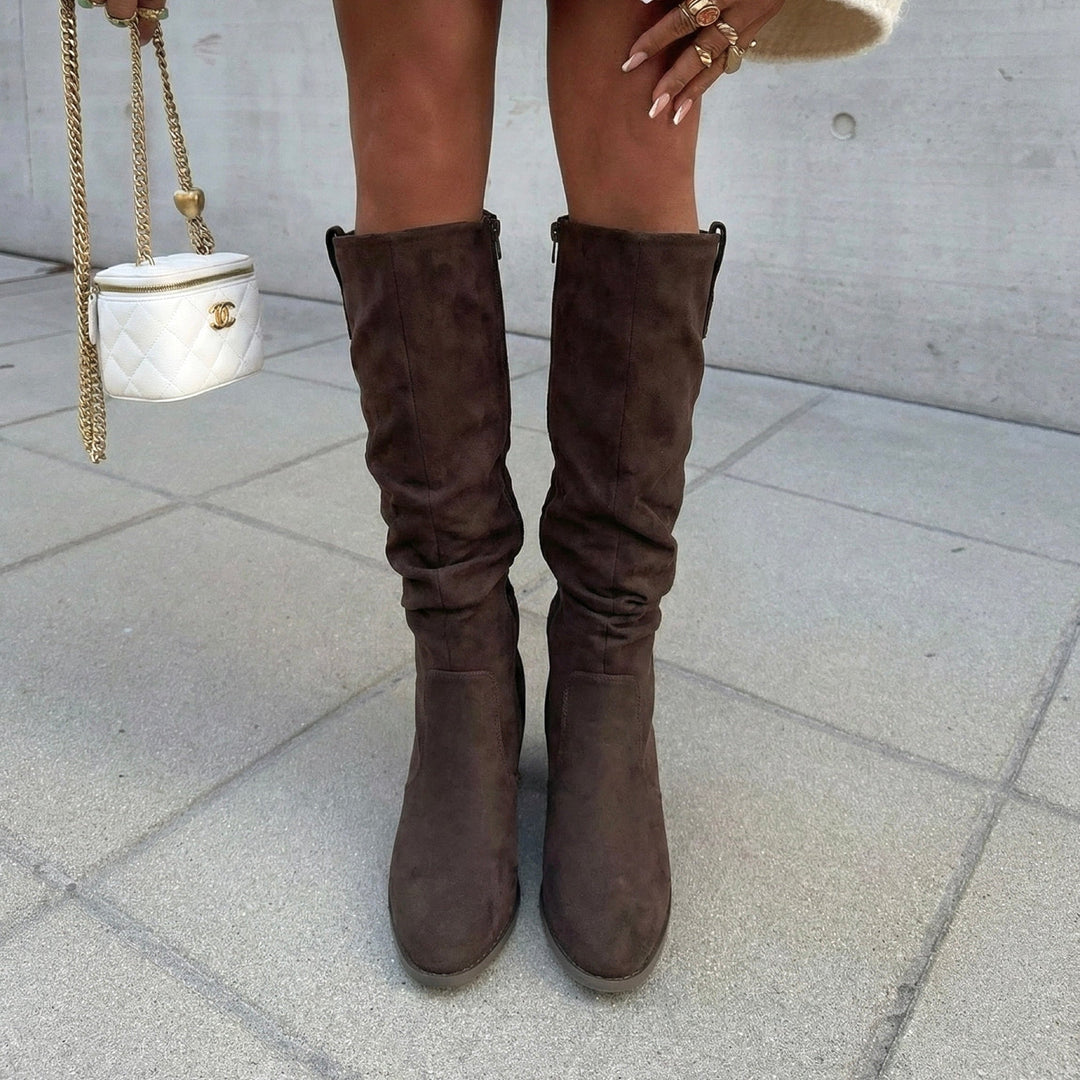 Murielle | Bottes marron à tige froncée