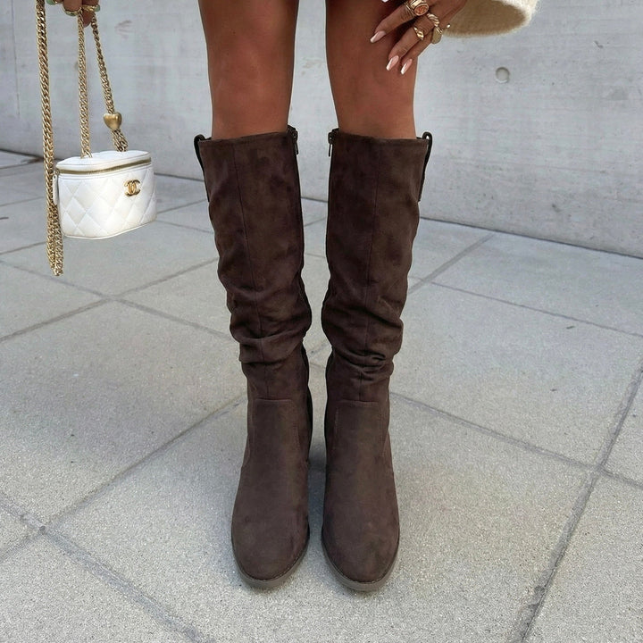Murielle | Bottes marron à tige froncée