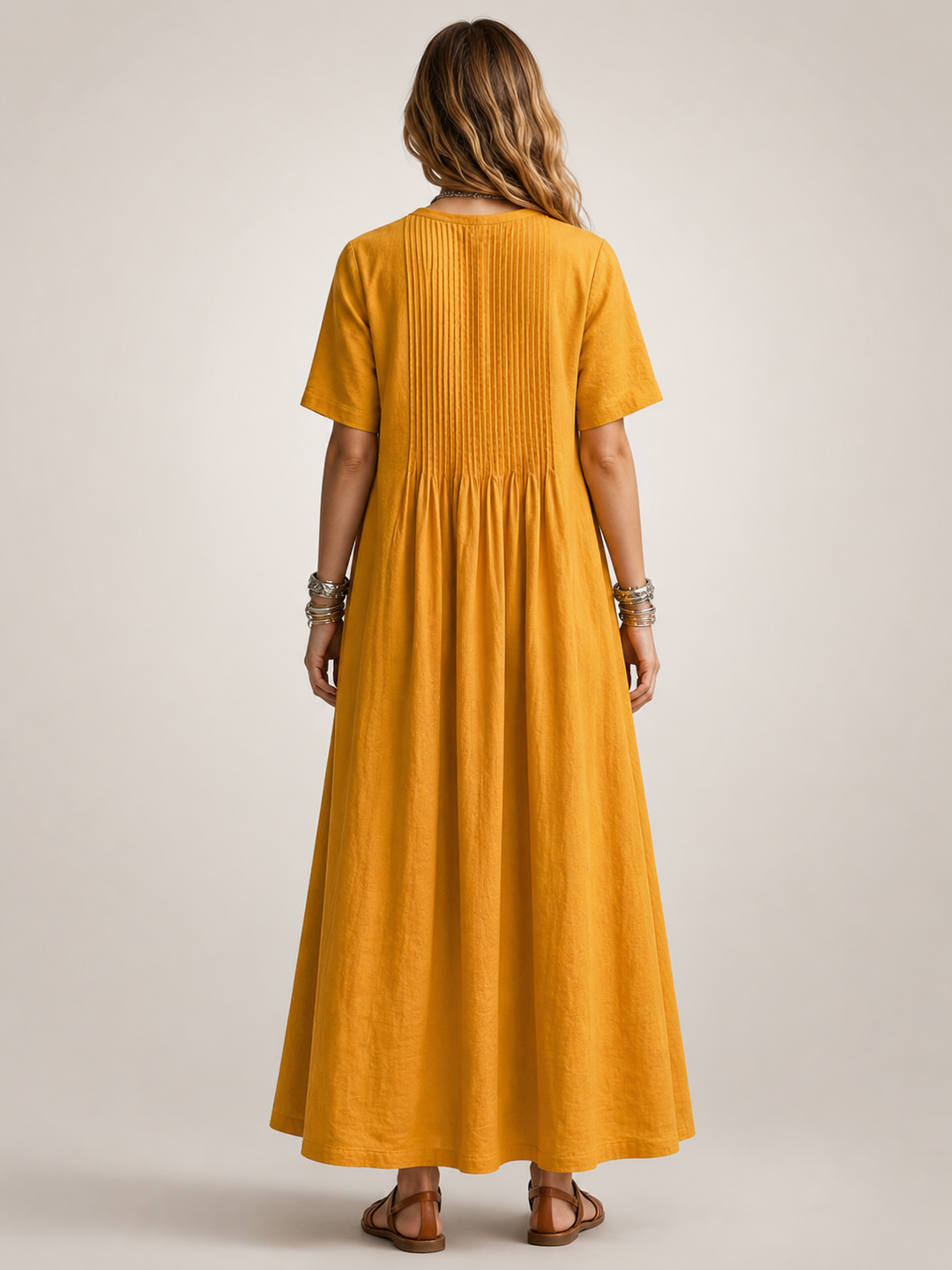Améline — Robe longue plissée