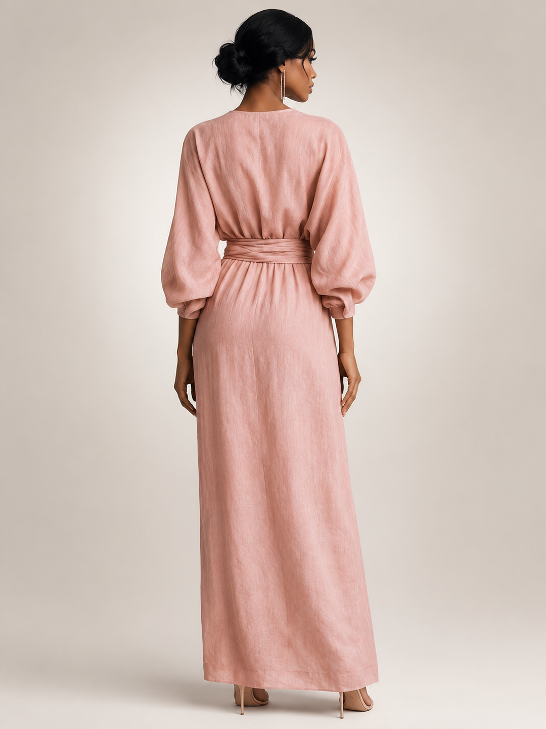 Léonore — Robe longue drapée à col V