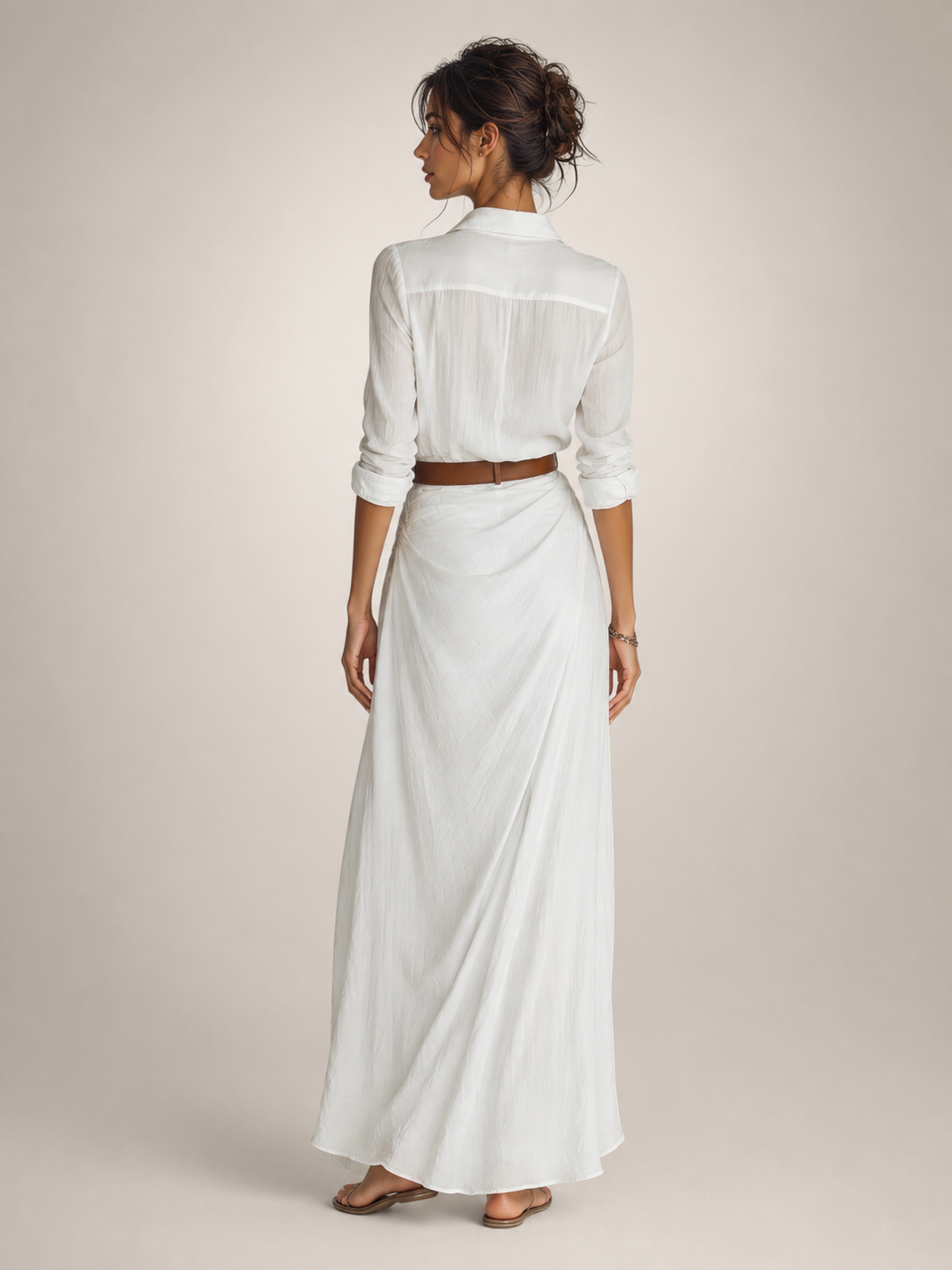 Judith — Robe longue chemise à col tailleur
