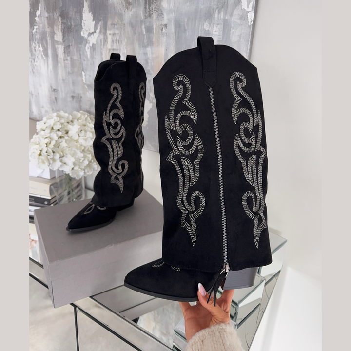 Honorine | Bottes western brodées noires