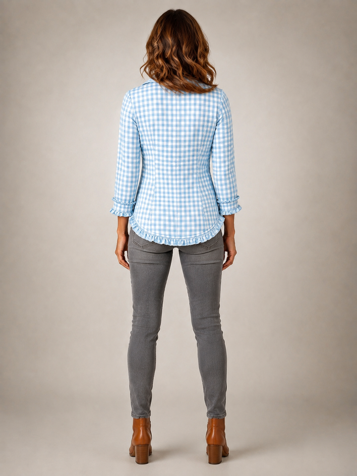 Charlene | Veste chemise volantée à carreaux