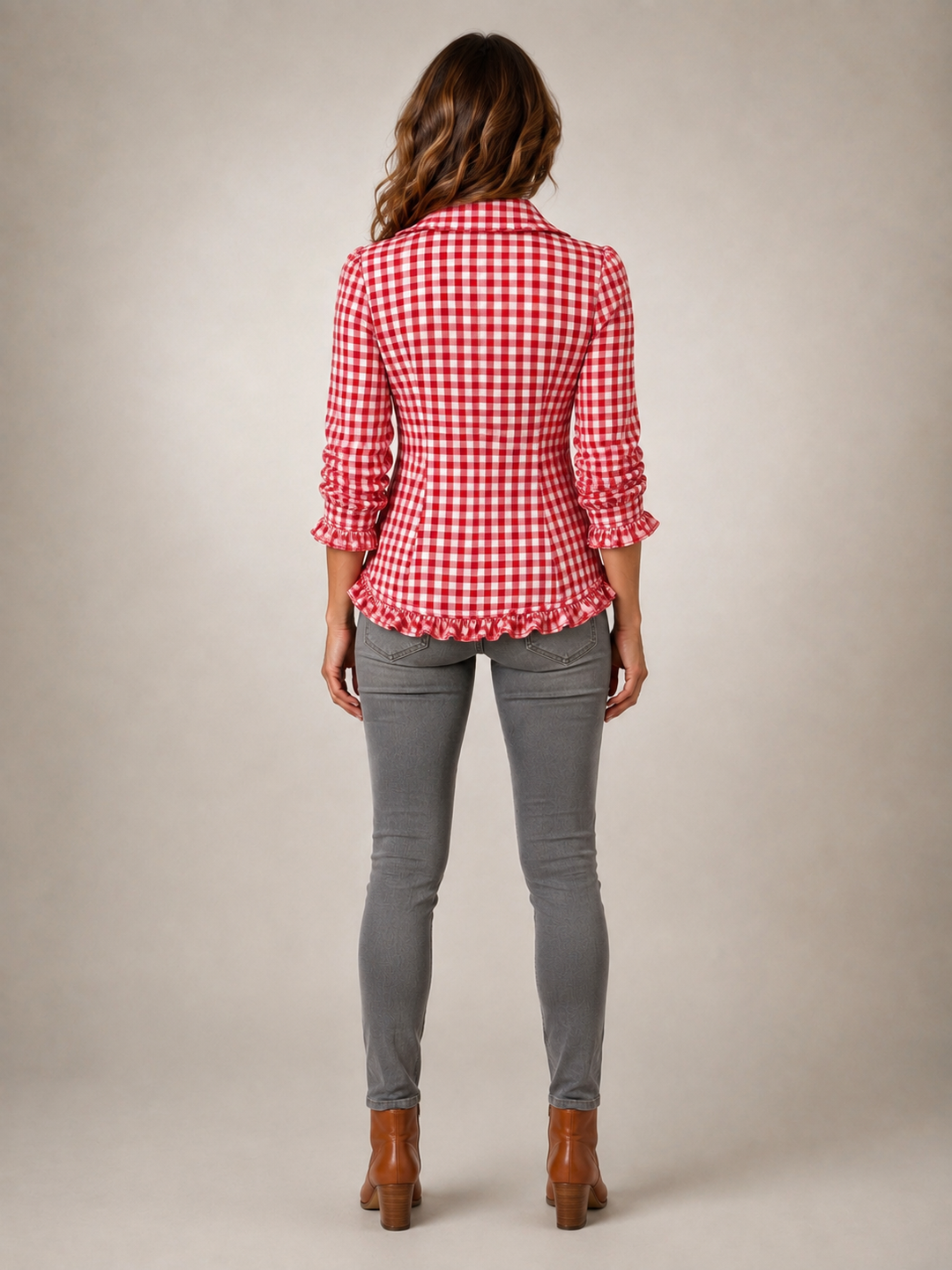Charlene | Veste chemise volantée à carreaux