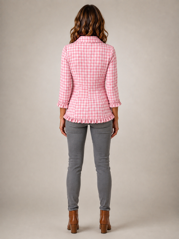 Charlene | Veste chemise volantée à carreaux
