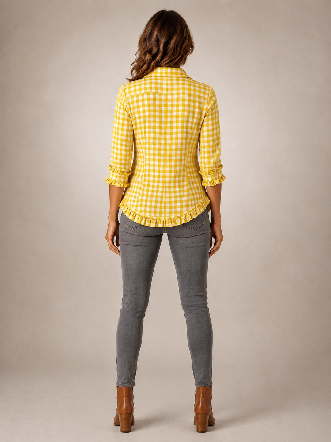 Charlene | Veste chemise volantée à carreaux
