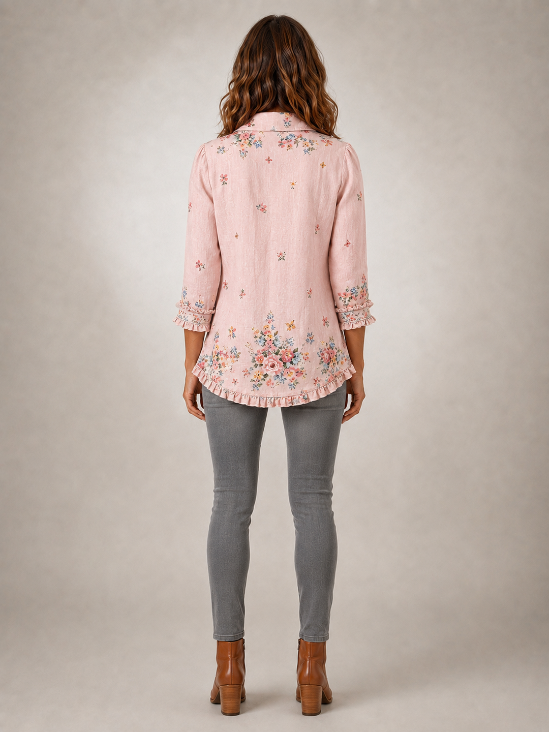 Bettany | Veste fleurie boutonnée à volants