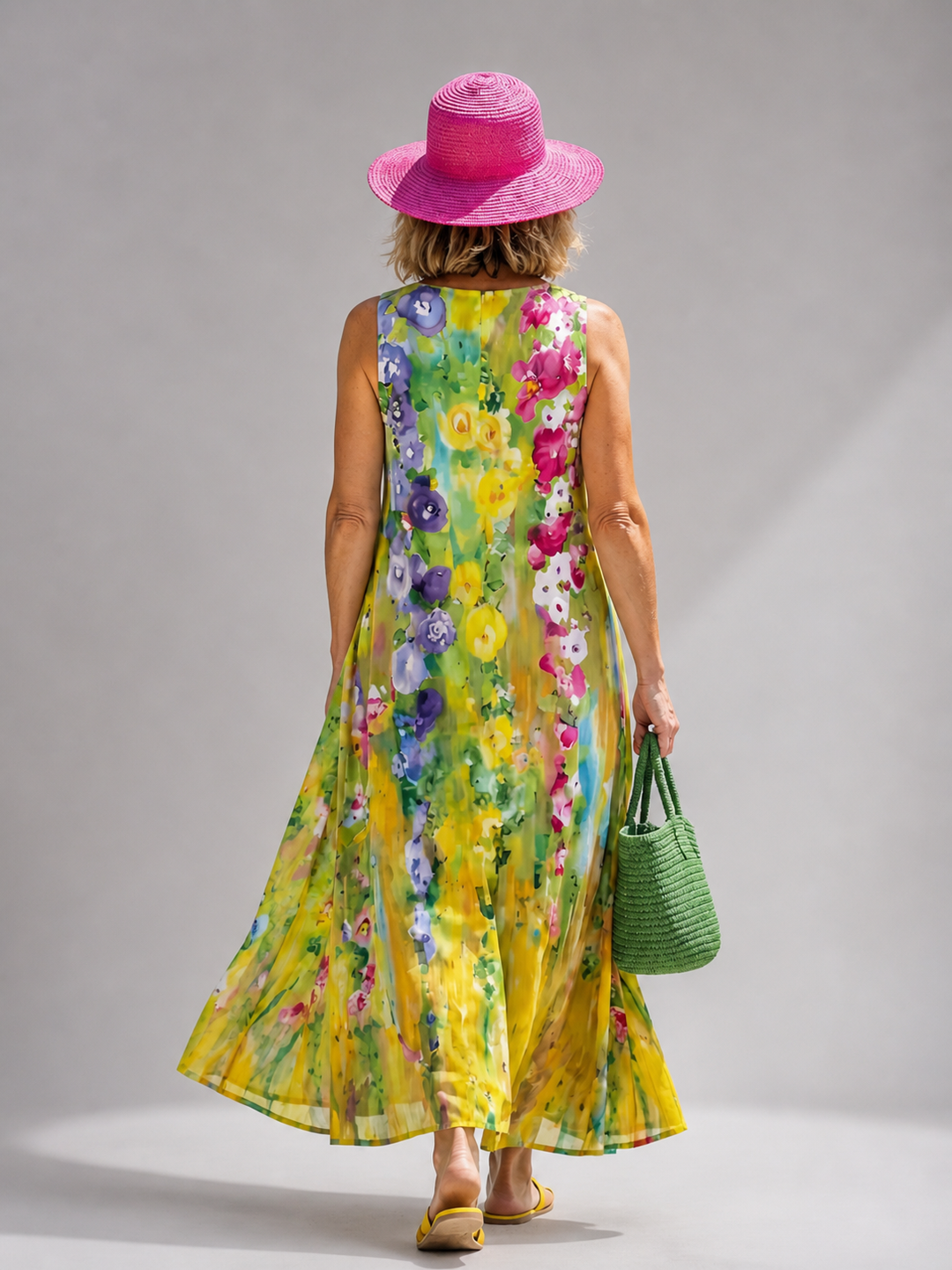 Flore — Robe longue fleurie sans manches